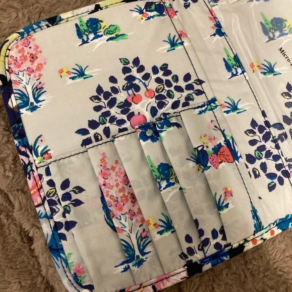 Vera Bradley Blue And Pink Floral ZipIn Brush Case Signature Cotton Garden Grove - Picture 7 of 13